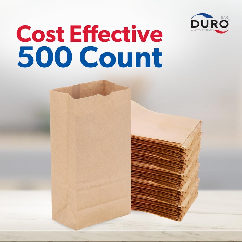 Duro 4# Brown Paper Lunch Bag 500 Count - Ideal for Sandwiches, Candy, Treats, Popcorn, Snacks, Bread & Cookies, Dubl Life SOS Disposable Recycled Kraft Brown Paper Bags Lunch Size, 5x3.12x9.75 Inches - Image 3
